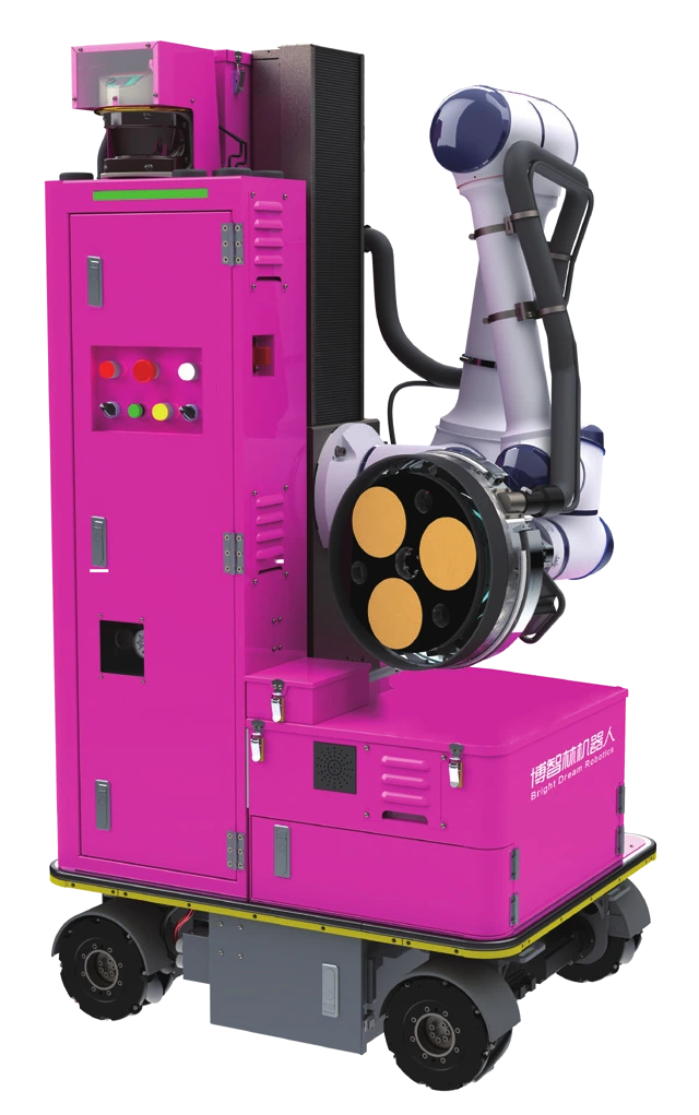 Putty sanding robot with articulated sanding head, lift column and wheeled base